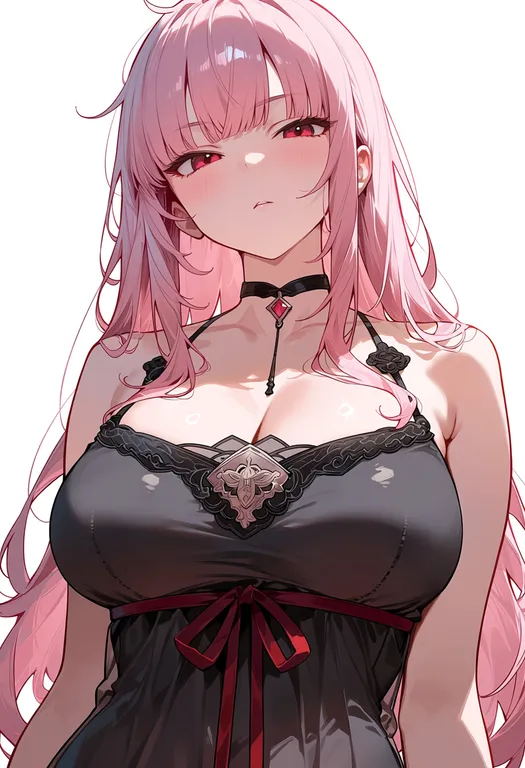 masterpiece, best quality, score_7, safe, mori calliope (sleepwear), solo, upper body, simple background — by k3scat, made with ComfyUI