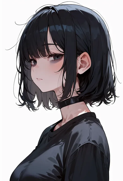 masterpiece, best quality, score_7, safe, bags under eyes, 1girl, solo, portrait, simple background — by k3scat, made with ComfyUI
