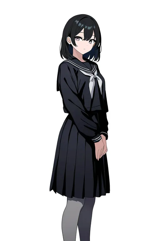 masterpiece, best quality, newest, absurdres, highres, safe, grey_pantyhose, 1girl, solo, simple_background — by k3scat, made with ComfyUI