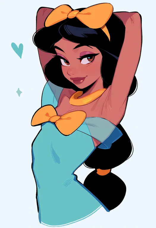 masterpiece, best quality, score_7, safe, jasmine (disney), disney, solo, upper body, simple background — by k3scat, made with ComfyUI