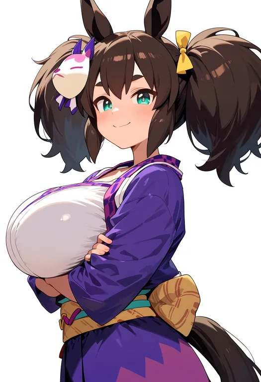 masterpiece, best quality, score_7, safe, inari one (umamusume), umamusume, solo, upper body, simple background — by k3scat, made with ComfyUI
