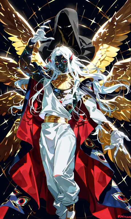 male, mature_male, nonhuman, man, white_skin, pale_skin, male_focused, long hair, ribboned_hair, white hair, statue… — by cb z, made with ComfyUI
