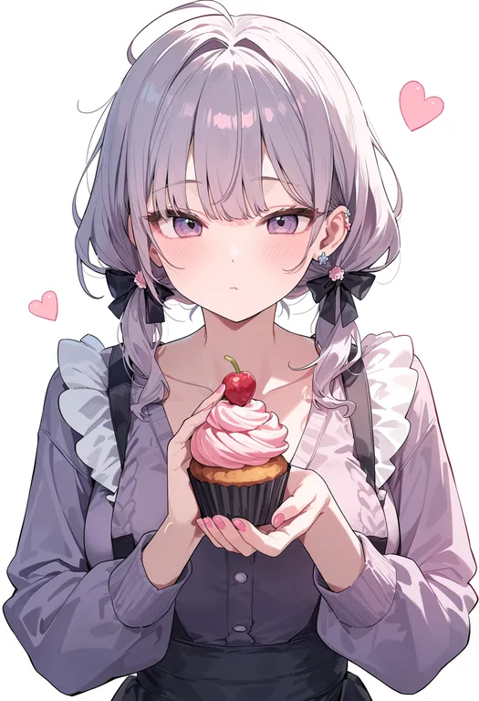 masterpiece, best quality, score_7, safe, cupcake, 1girl, solo, upper body, simple background — by k3scat, made with ComfyUI