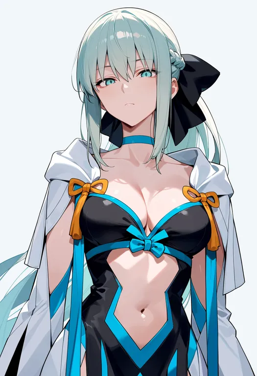 masterpiece, best quality, score_7, safe, morgan le fay (second ascension) (fate), solo, upper body, simple background — by k3scat, made with ComfyUI