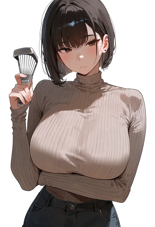 masterpiece, best quality, score_7, safe, peeler, 1girl, solo, upper body, simple background — by k3scat, made with ComfyUI