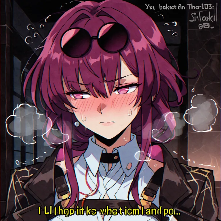(masterpiece, best quality, retro anime style, 90s anime, 1girl, solo, Kafka (Honkai: Star Rail), blushing… — by caishu, made with ComfyUI