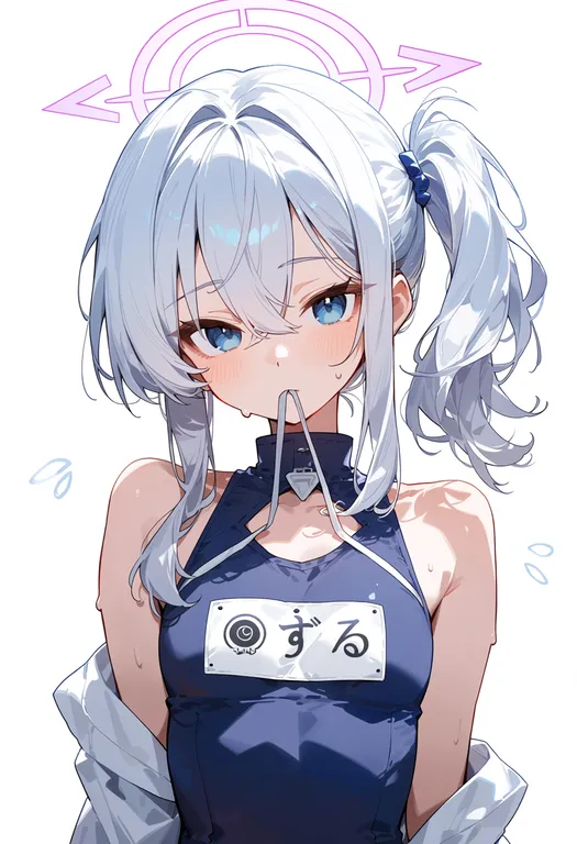 masterpiece, best quality, score_7, safe, suzumi (blue archive), blue archive, solo, upper body, simple background — by k3scat, made with ComfyUI