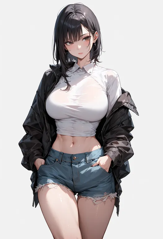 masterpiece, best quality, score_7, safe, absurdly detailed composition, 1girl, solo, simple background — by k3scat, made with ComfyUI