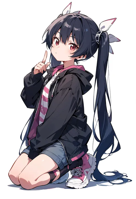 masterpiece, best quality, score_7, safe, ore twintail ni narimasu, solo, simple background — by k3scat, made with ComfyUI