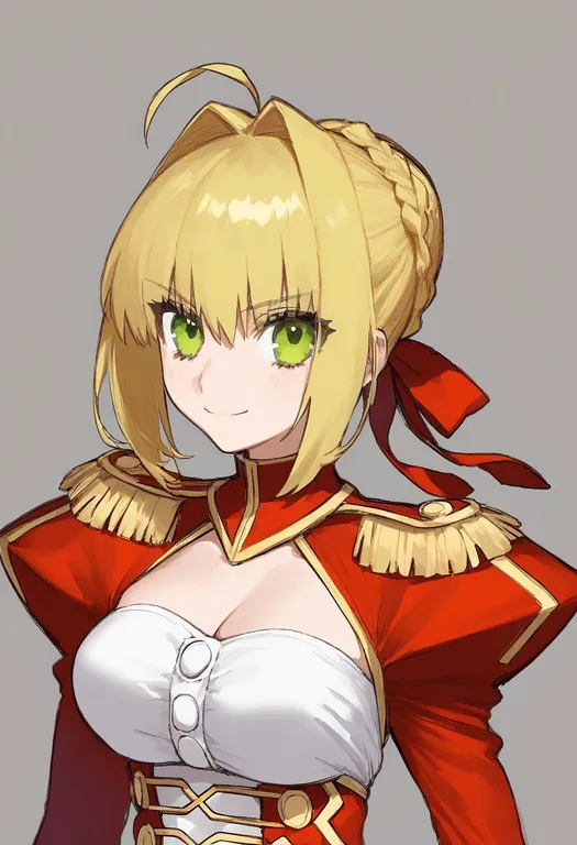 masterpiece, best quality, general, nero claudius (fate), fate/extra, solo, upper body, simple background — by k3scat, made with ComfyUI