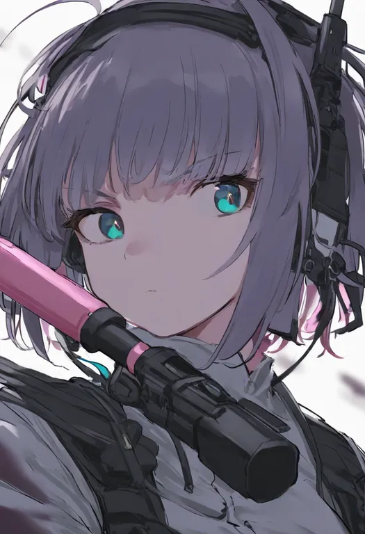 masterpiece, best quality, general, suppressor, 1girl, solo, simple background — by k3scat, made with ComfyUI