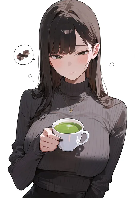 masterpiece, best quality, score_7, safe, green tea, 1girl, solo, upper body, simple background — by k3scat, made with ComfyUI