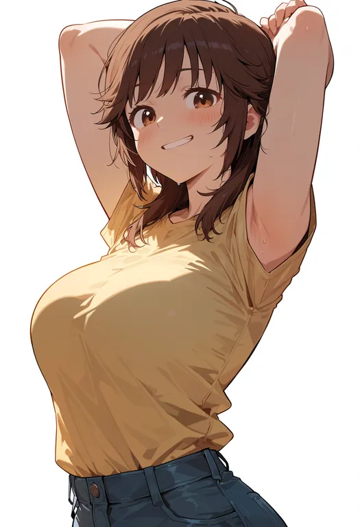 masterpiece, best quality, score_7, safe, sakurai rihoko, solo, upper body, simple background — by k3scat, made with ComfyUI