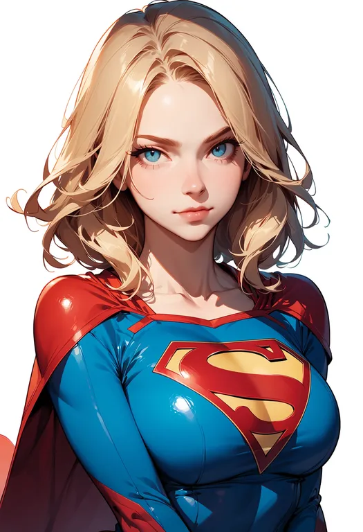 masterpiece, best quality, score_7, safe, supergirl, solo, upper body, simple background — by k3scat, made with ComfyUI