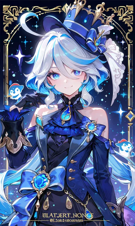 masterpiece, best quality, safe, very aesthetic, ultra detailed, furina (genshin impact), blue hair, blue eyes… — by incredible_kitten_88740, made with ComfyUI