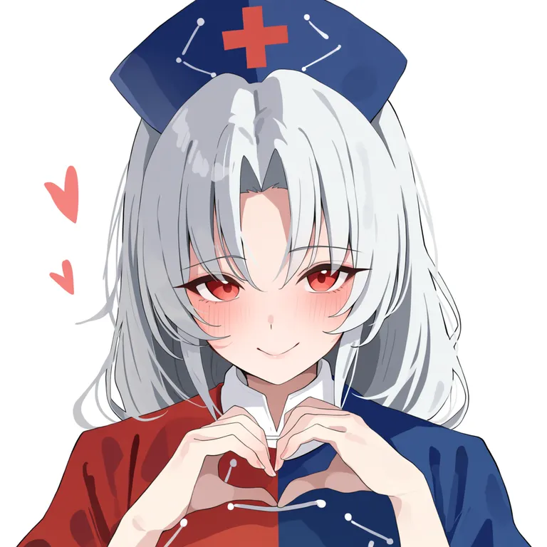 @258n, yagokoro_eirin, touhou, 1girl, solo, finger_heart — by bomd mika, made with ComfyUI