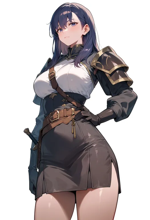 masterpiece, best quality, score_7, safe, fire emblem: mystery of the emblem, solo, simple background — by k3scat, made with ComfyUI