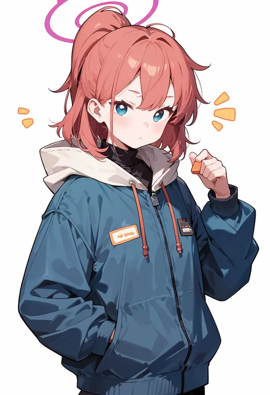 masterpiece, best quality, score_7, safe, maki (camp) (blue archive), blue archive, solo, upper body, simple background — by k3scat, made with ComfyUI