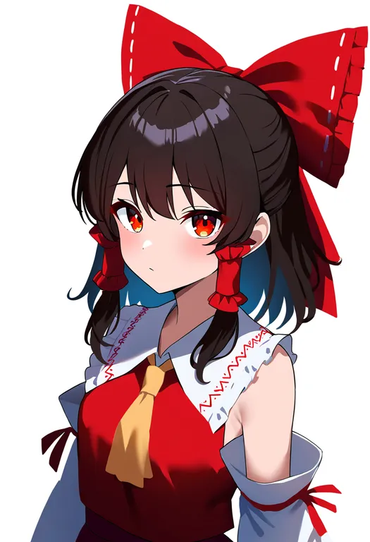 masterpiece, best quality, newest, absurdres, highres, safe, hakurei_reimu, touhou, solo, upper_body, simple_background — by k3scat, made with ComfyUI