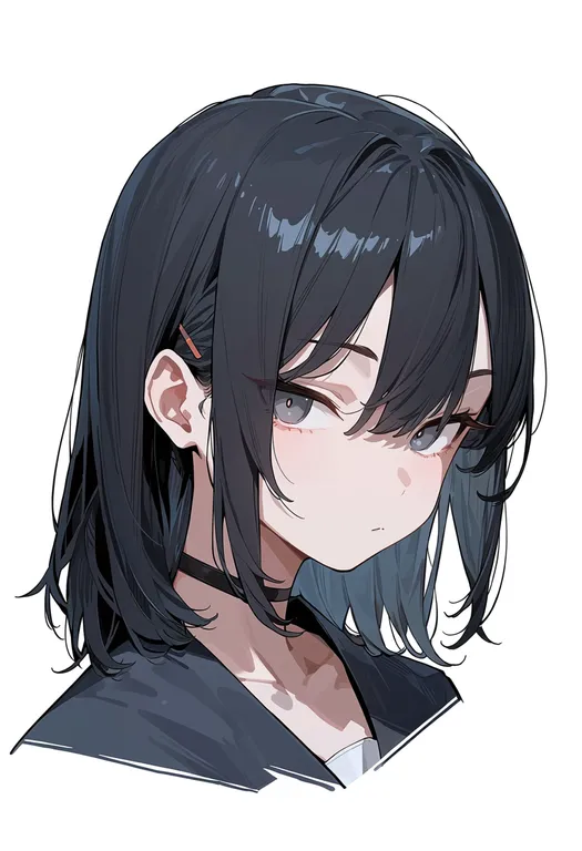 masterpiece, best quality, score_7, safe, grey pupils, 1girl, solo, portrait, simple background — by k3scat, made with ComfyUI