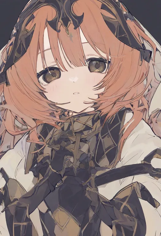 masterpiece, best quality, general, headpiece, 1girl, solo, upper body, simple background — by k3scat, made with ComfyUI