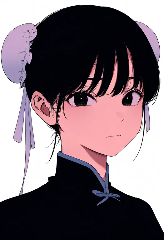 masterpiece, best quality, newest, absurdres, highres, safe, bun_cover, 1girl, solo, portrait, simple_background — by k3scat, made with ComfyUI
