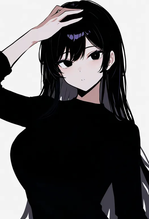 masterpiece, best quality, newest, absurdres, highres, safe, hand_on_head, 1girl, solo, simple_background — by k3scat, made with ComfyUI