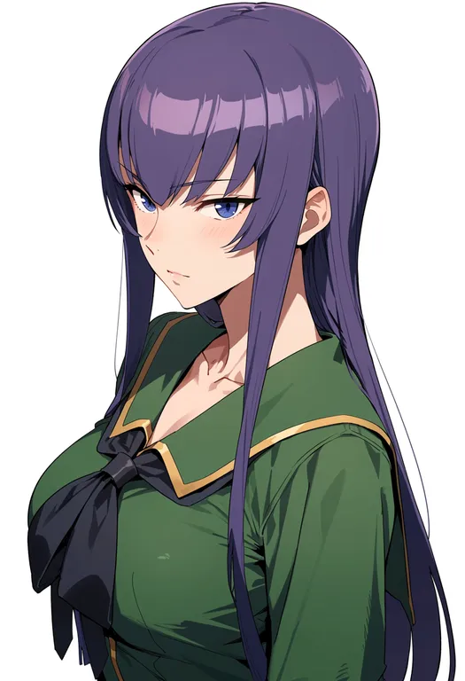 masterpiece, best quality, score_7, safe, busujima saeko, solo, upper body, simple background — by k3scat, made with ComfyUI