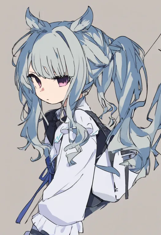 masterpiece, best quality, general, official alternate hairstyle, 1girl, solo, simple background — by k3scat, made with ComfyUI