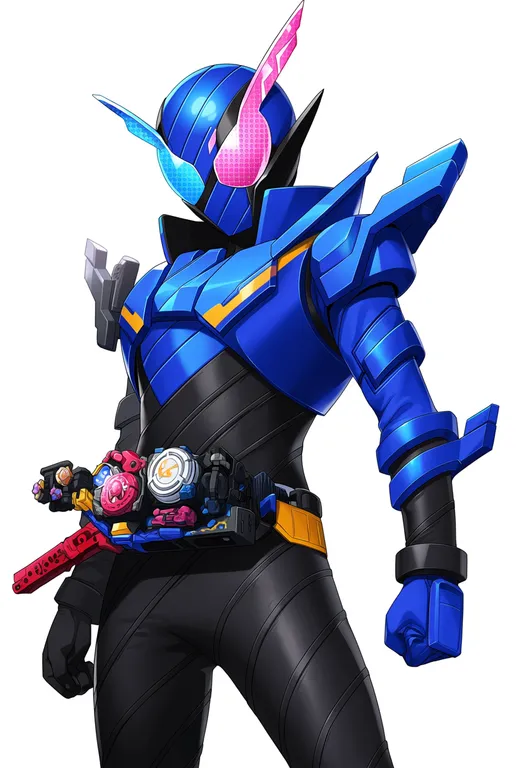 masterpiece, best quality, score_7, safe, kamen rider build (series), solo, simple background — by k3scat, made with ComfyUI