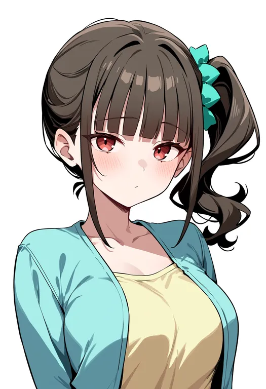 masterpiece, best quality, score_7, safe, nekoyashiki mayu, solo, upper body, simple background — by k3scat, made with ComfyUI