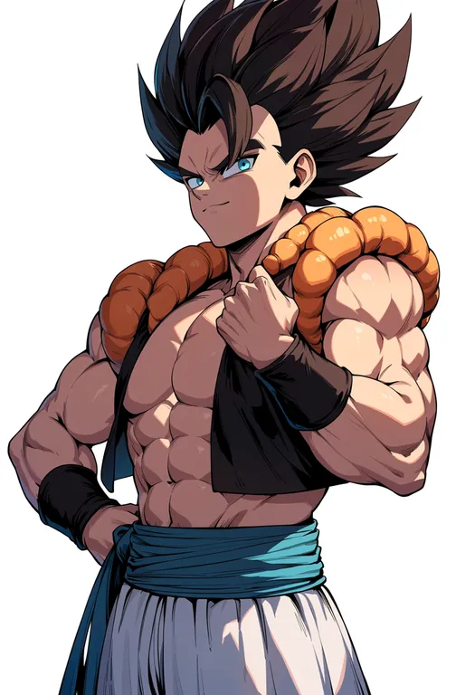 masterpiece, best quality, score_7, safe, gogeta, solo, upper body, simple background — by k3scat, made with ComfyUI