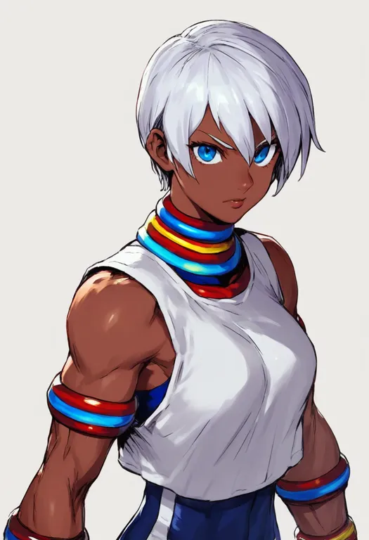masterpiece, best quality, general, elena (street fighter), street fighter, solo, upper body, simple background — by k3scat, made with ComfyUI