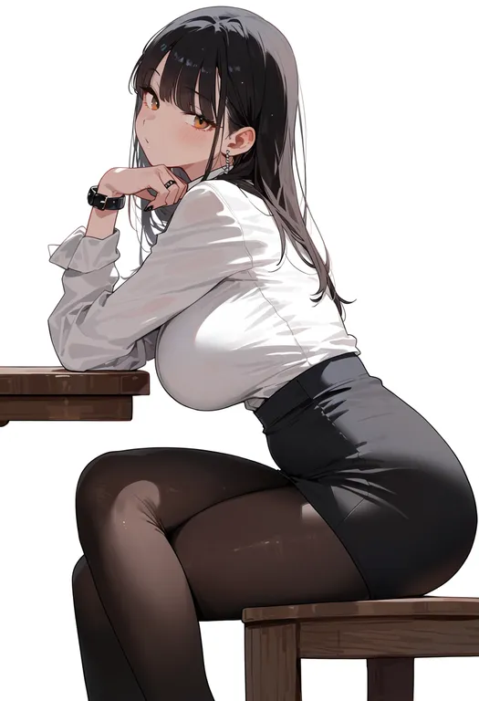 masterpiece, best quality, score_7, safe, wooden table, 1girl, solo, simple background — by k3scat, made with ComfyUI