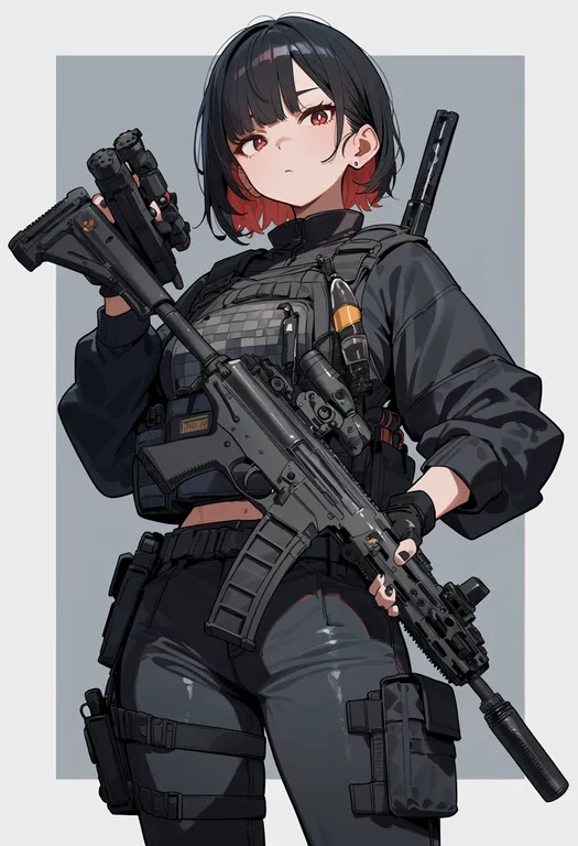 masterpiece, best quality, score_7, safe, weapon, 1girl, solo — by k3scat, made with ComfyUI