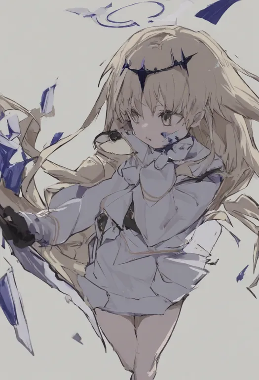 masterpiece, best quality, general, broken halo, 1girl, solo, simple background — by k3scat, made with ComfyUI