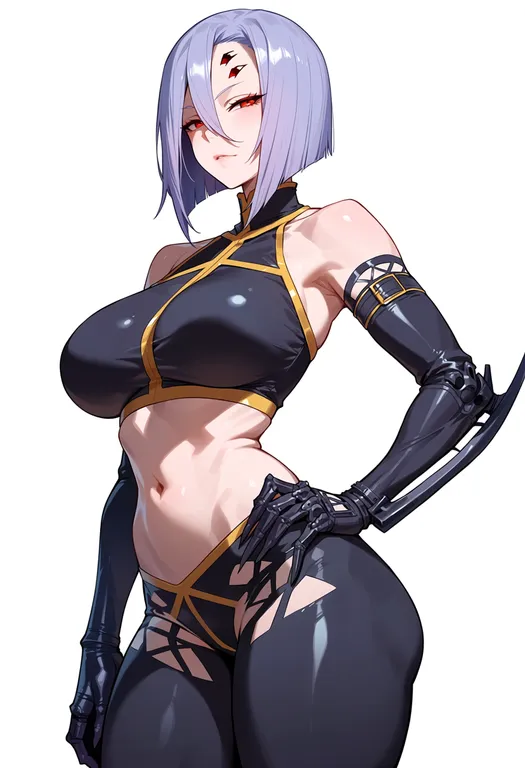 masterpiece, best quality, score_7, safe, rachnera arachnera, solo, upper body, simple background — by k3scat, made with ComfyUI