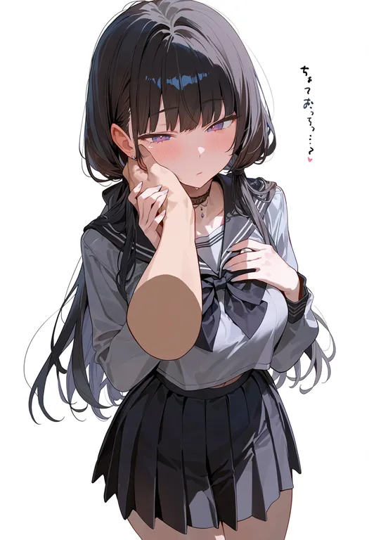 masterpiece, best quality, score_7, safe, hand on another's cheek, 1girl — by k3scat, made with ComfyUI