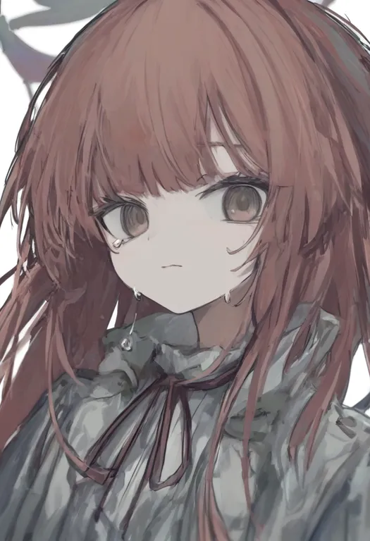 masterpiece, best quality, general, single tear, 1girl, solo, simple background — by k3scat, made with ComfyUI