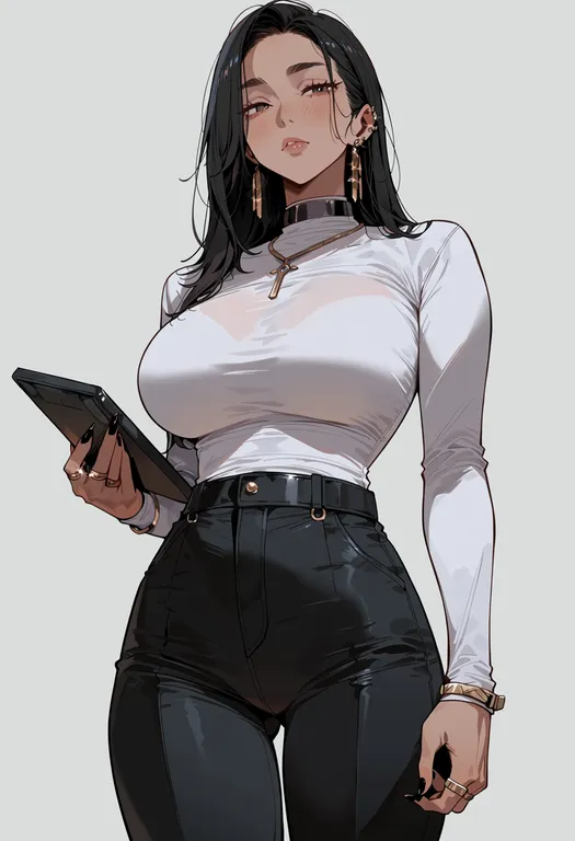 masterpiece, best quality, score_7, safe, multiple rings, 1girl, solo, simple background — by k3scat, made with ComfyUI