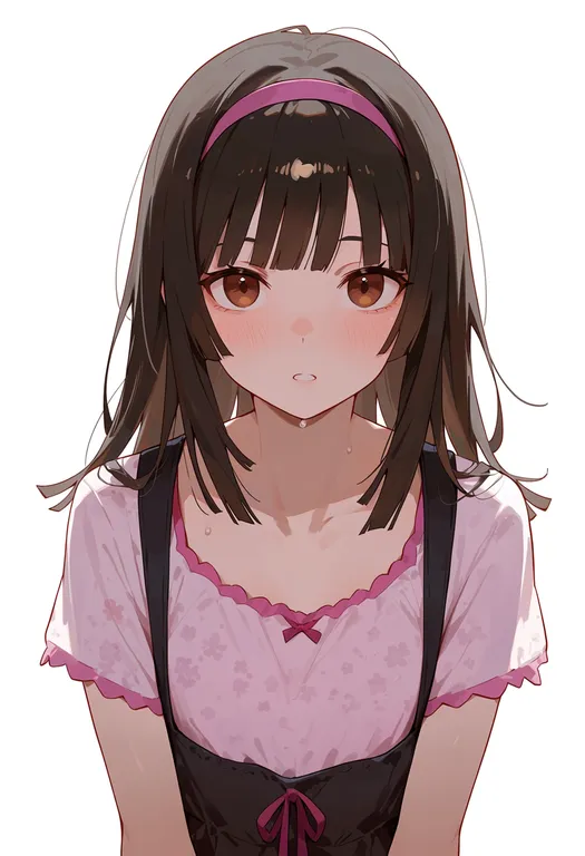 masterpiece, best quality, score_7, safe, sengoku nadeko, solo, upper body, simple background — by k3scat, made with ComfyUI