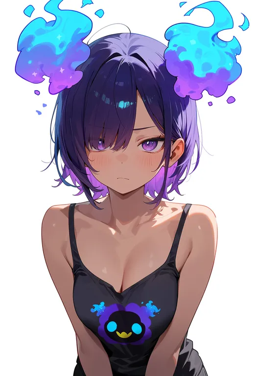 masterpiece, best quality, score_7, safe, cosmog, solo, upper body, simple background — by k3scat, made with ComfyUI