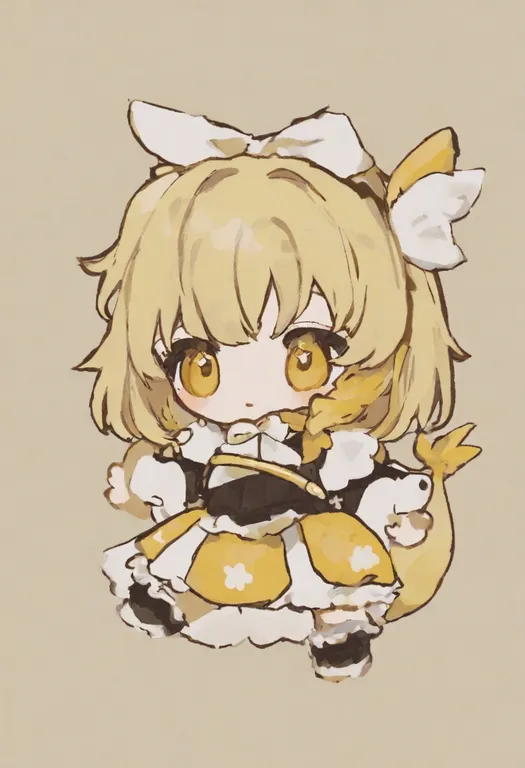 masterpiece, best quality, general, yellow skirt, 1girl, solo, simple background — by k3scat, made with ComfyUI