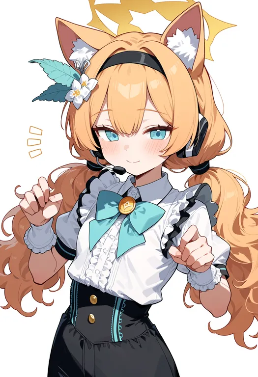 masterpiece, best quality, score_7, safe, mari (idol) (blue archive), blue archive, solo, upper body, simple background — by k3scat, made with ComfyUI