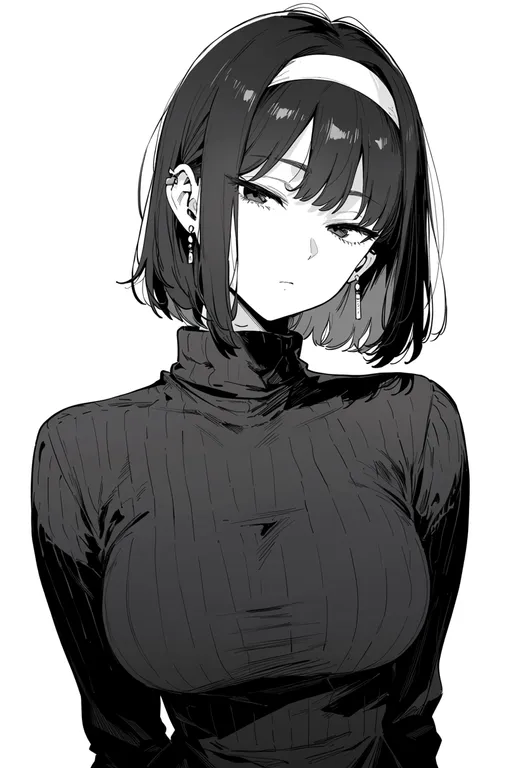 masterpiece, best quality, score_7, safe, hairband, 1girl, solo, upper body, simple background — by k3scat, made with ComfyUI