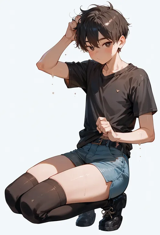 masterpiece, best quality, score_7, safe, super heroine boy, solo, simple background — by k3scat, made with ComfyUI