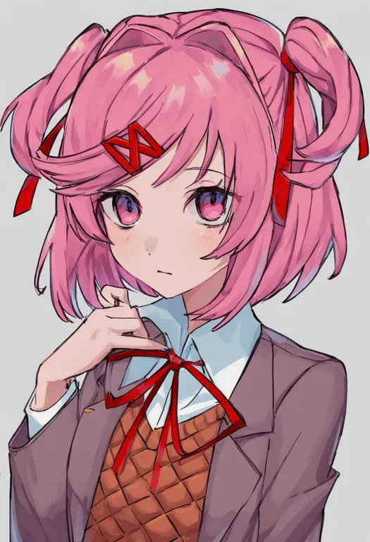 masterpiece, best quality, general, natsuki (doki doki literature club), doki doki literature club, solo, upper body… — by k3scat, made with ComfyUI