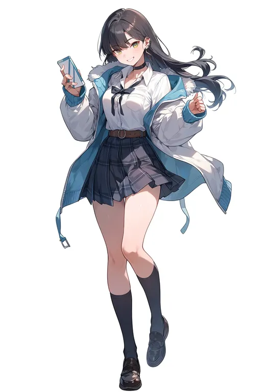 masterpiece, best quality, score_7, safe, school girl strikers, solo, simple background — by k3scat, made with ComfyUI