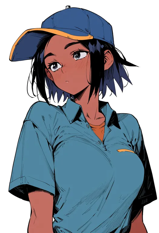 masterpiece, best quality, score_7, safe, takkun (flcl), flcl, solo, upper body, simple background — by k3scat, made with ComfyUI
