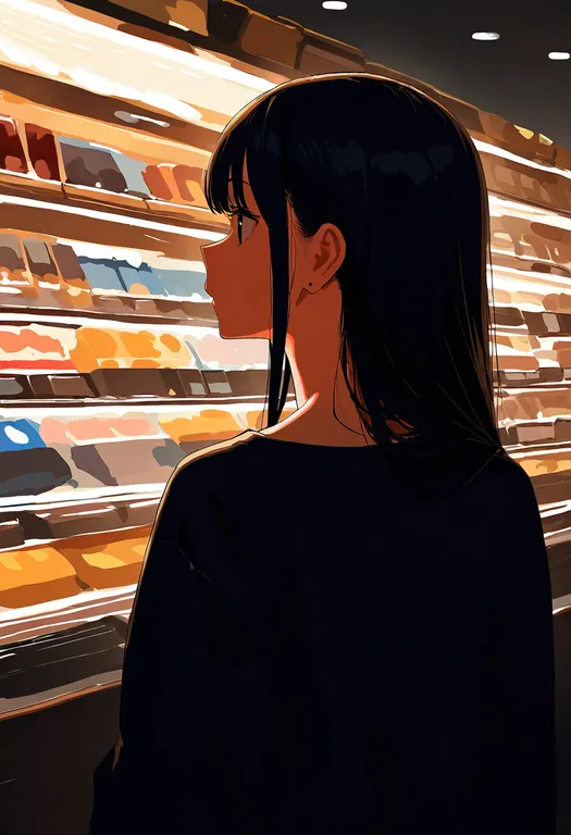masterpiece, best quality, newest, absurdres, highres, safe, shop, 1girl, solo, upper_body, simple_background — by k3scat, made with ComfyUI